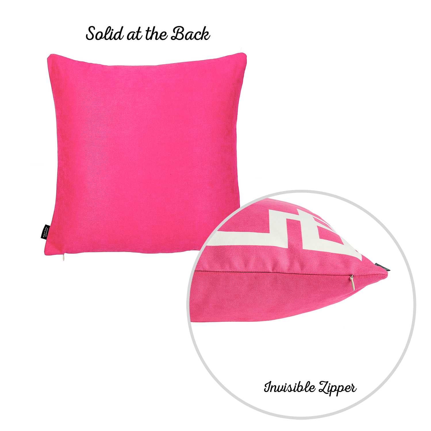 18"x18"Pink and White Geometric Decorative Throw Pillow Cover