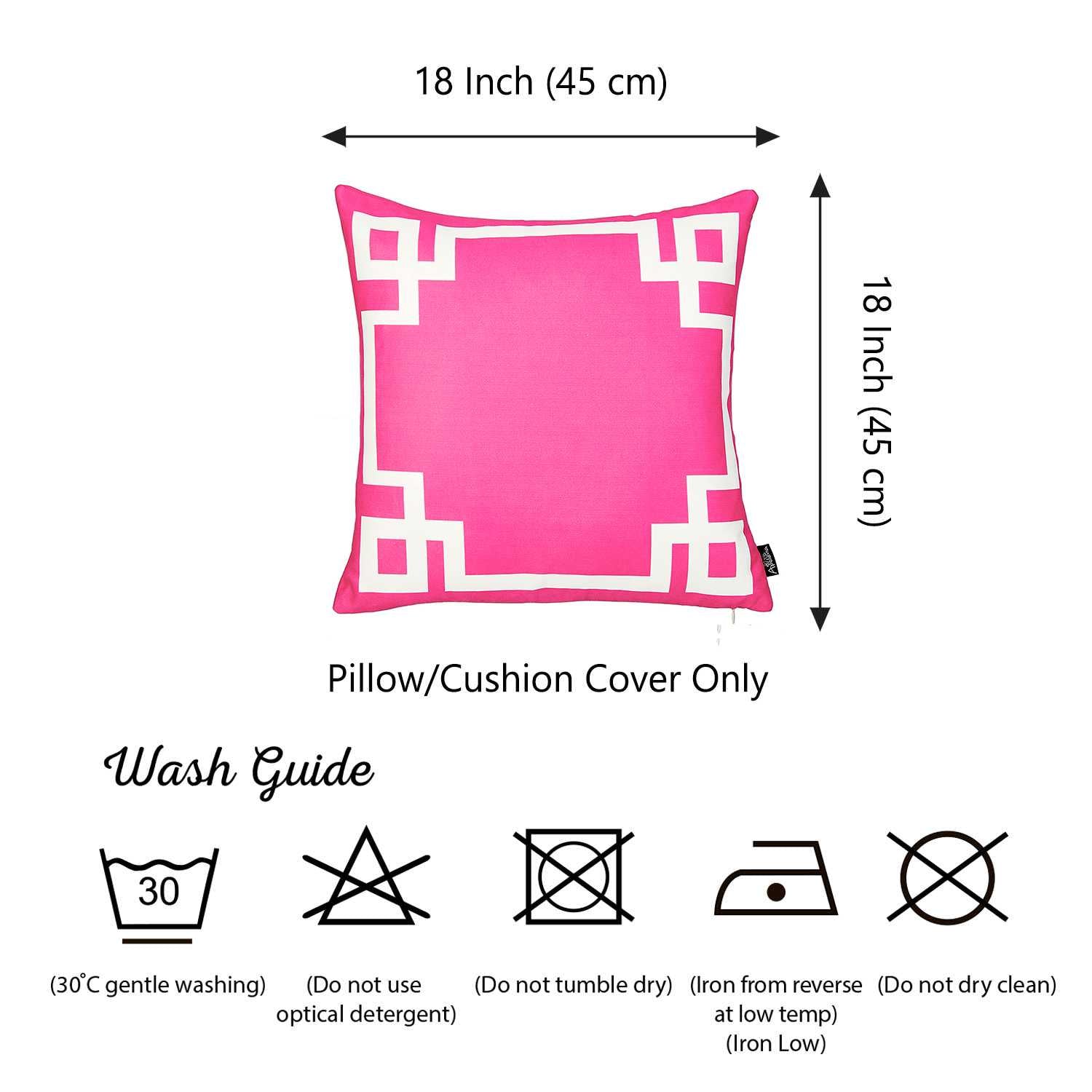 18"x18"Pink and White Geometric Decorative Throw Pillow Cover