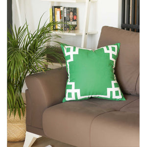 18"x18"Green and White Geometric Decorative Throw Pillow Cover