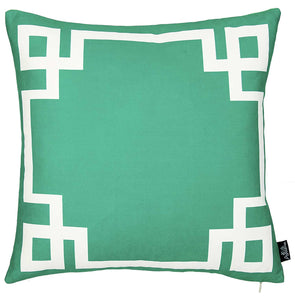 18"x18"Green and White Geometric Decorative Throw Pillow Cover