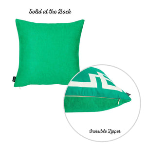 18"x18"Green and White Geometric Decorative Throw Pillow Cover