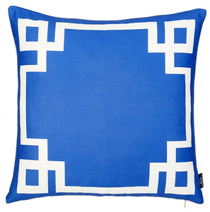 18"x18"Blue and White Geometric Decorative Throw Pillow Cover