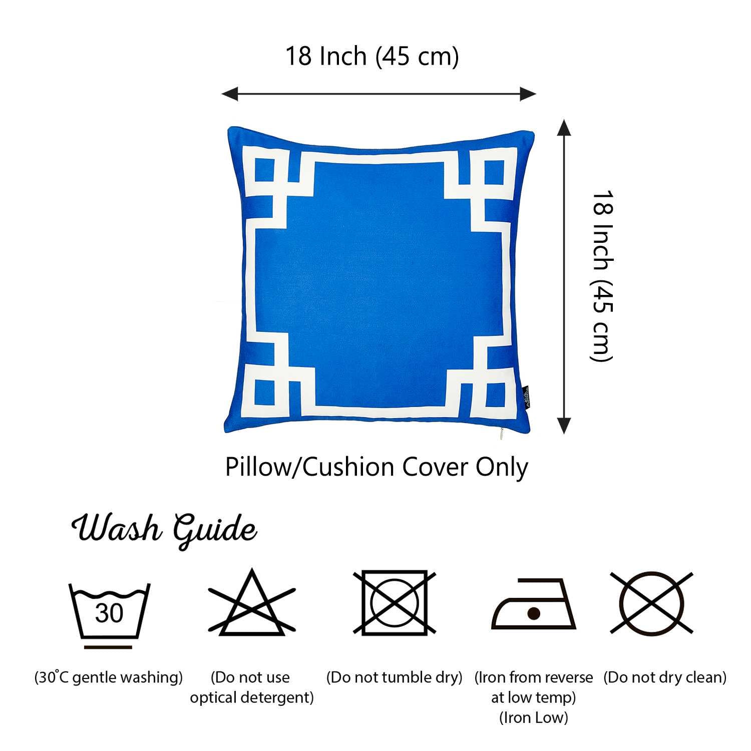 18"x18"Blue and White Geometric Decorative Throw Pillow Cover