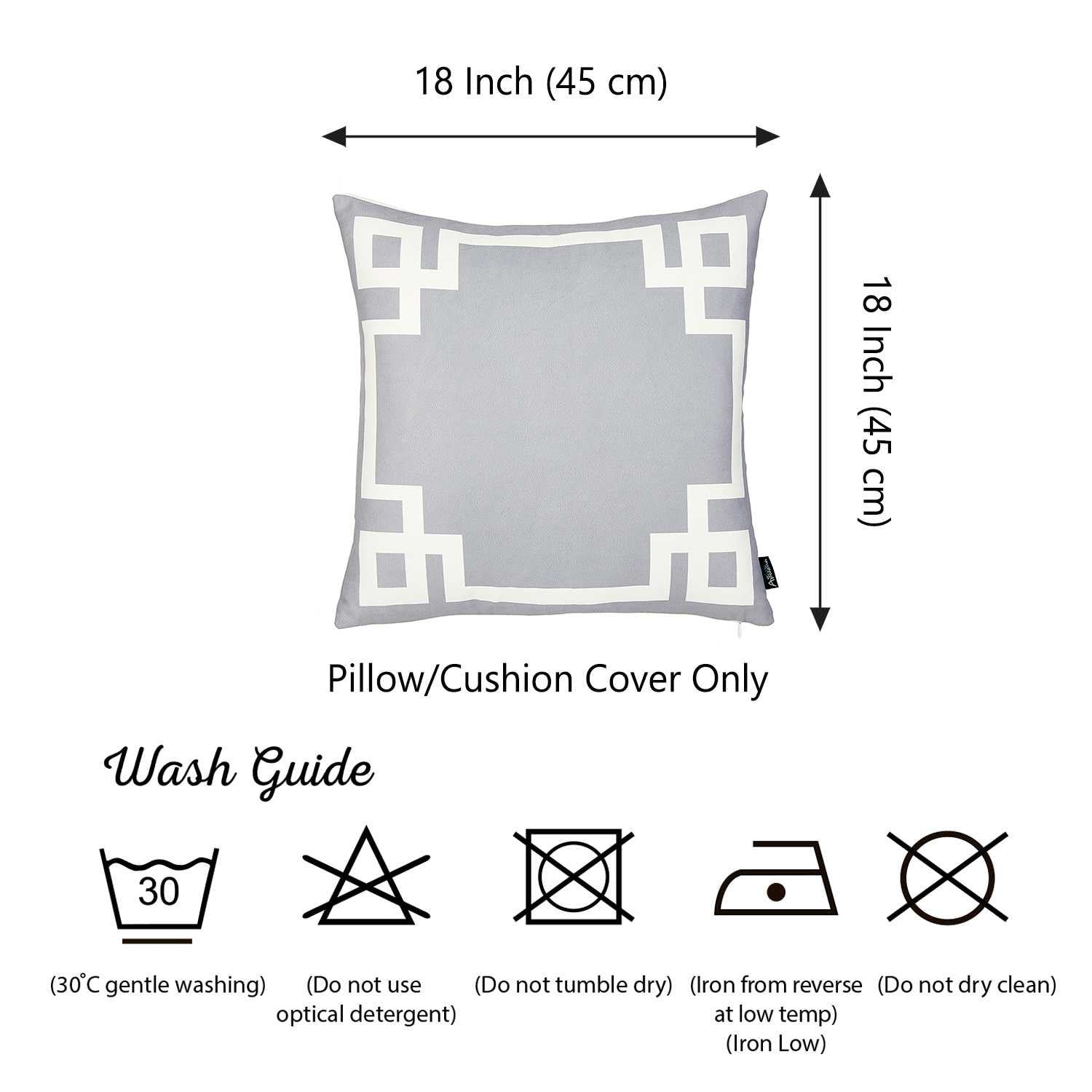 18"x18"Grey and White Geometric Decorative Throw Pillow Cover