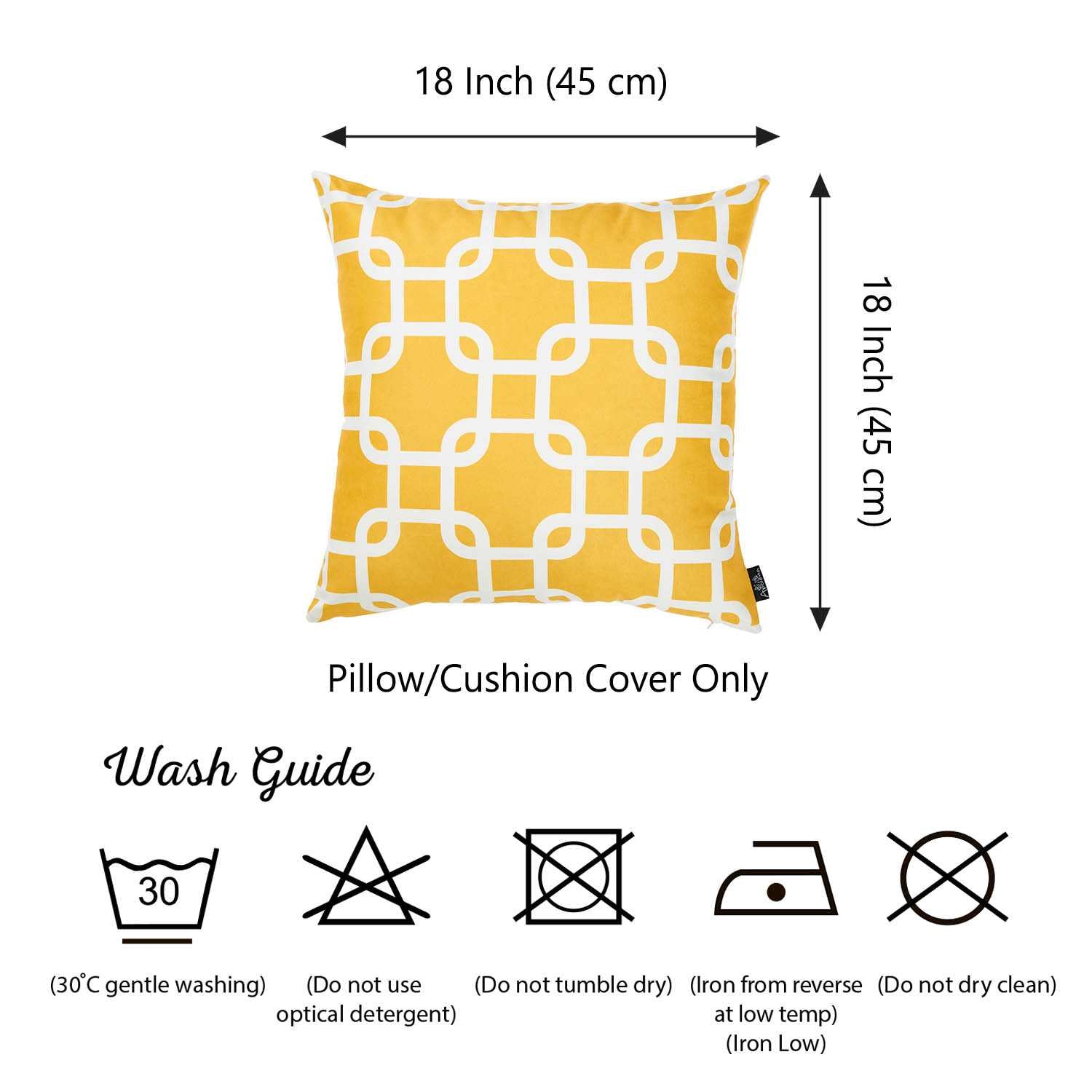 18"x18"Yellow Nautica Latice Decorative Throw Pillow Cover Printed