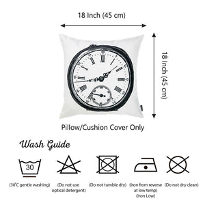 18"x18" Black and White Clock Decorative Throw Pillow Cover Printed
