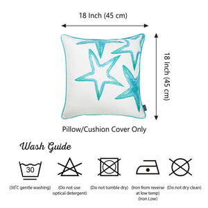 18"x18" White with Blue Marine Stars Decorative Throw Pillow Cover Printed