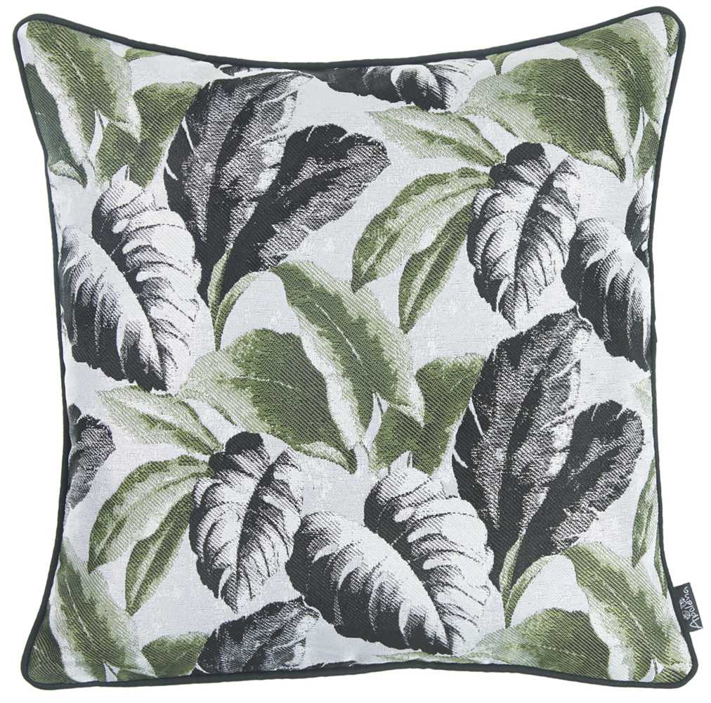 17"x 17" Jacquard Tropical Summer Leaf Decorative Throw Pillow Cover