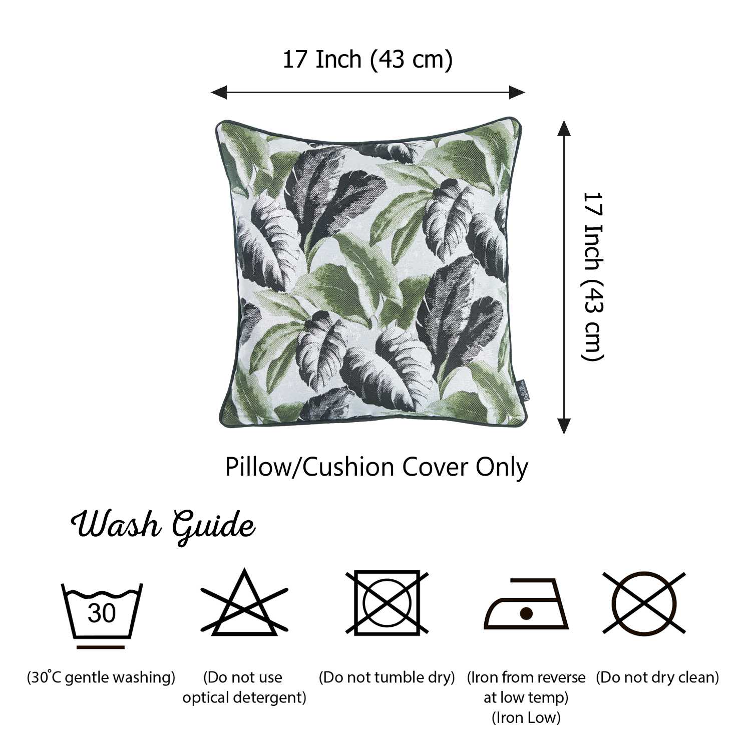 17"x 17" Jacquard Tropical Summer Leaf Decorative Throw Pillow Cover