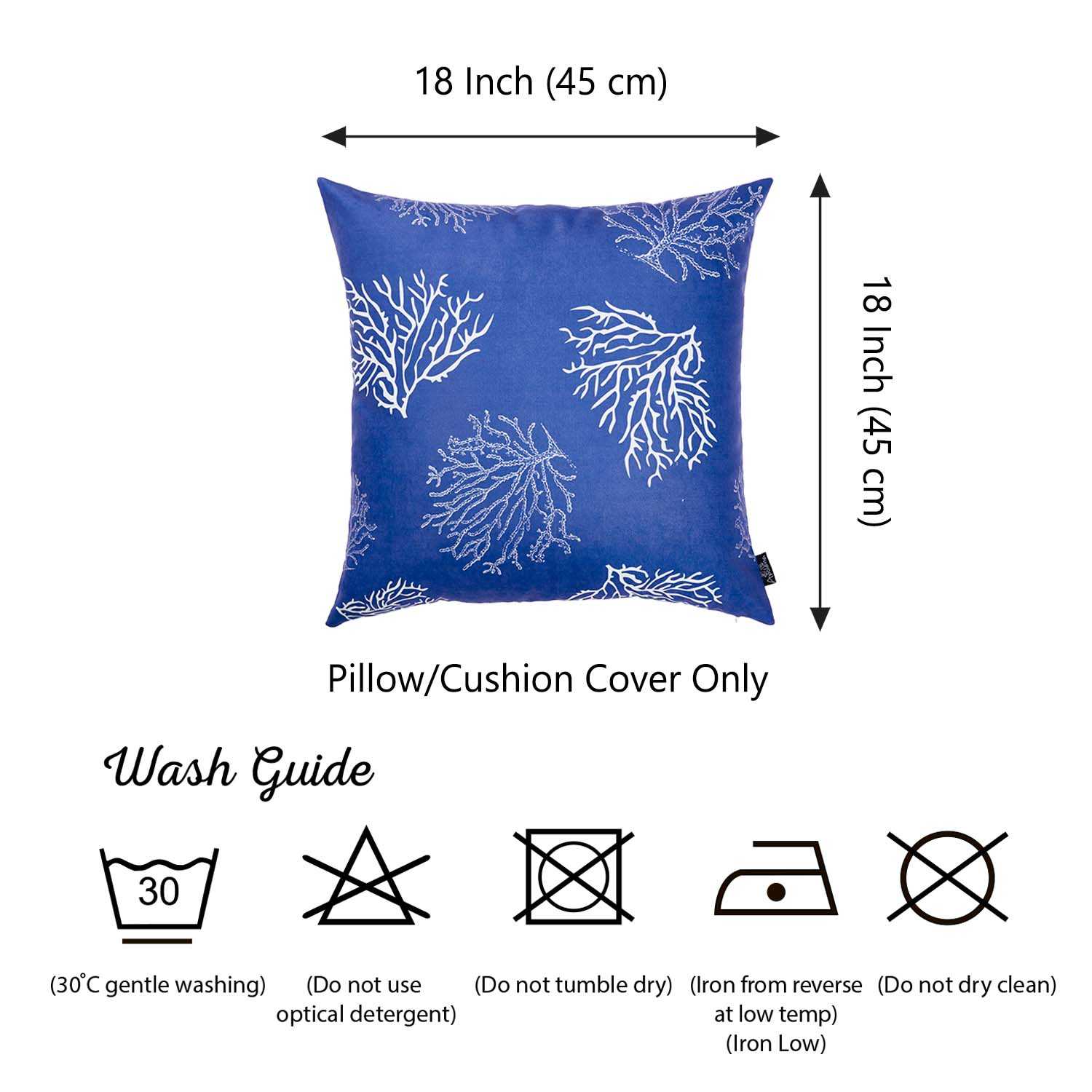 18"x18" Blue Nautica Reef Decorative Throw Pillow Cover Printed