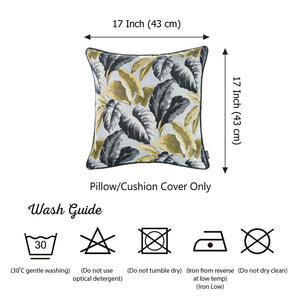 17"x 17" Jacquard Tropical Fall Leaf Decorative Throw Pillow Cover