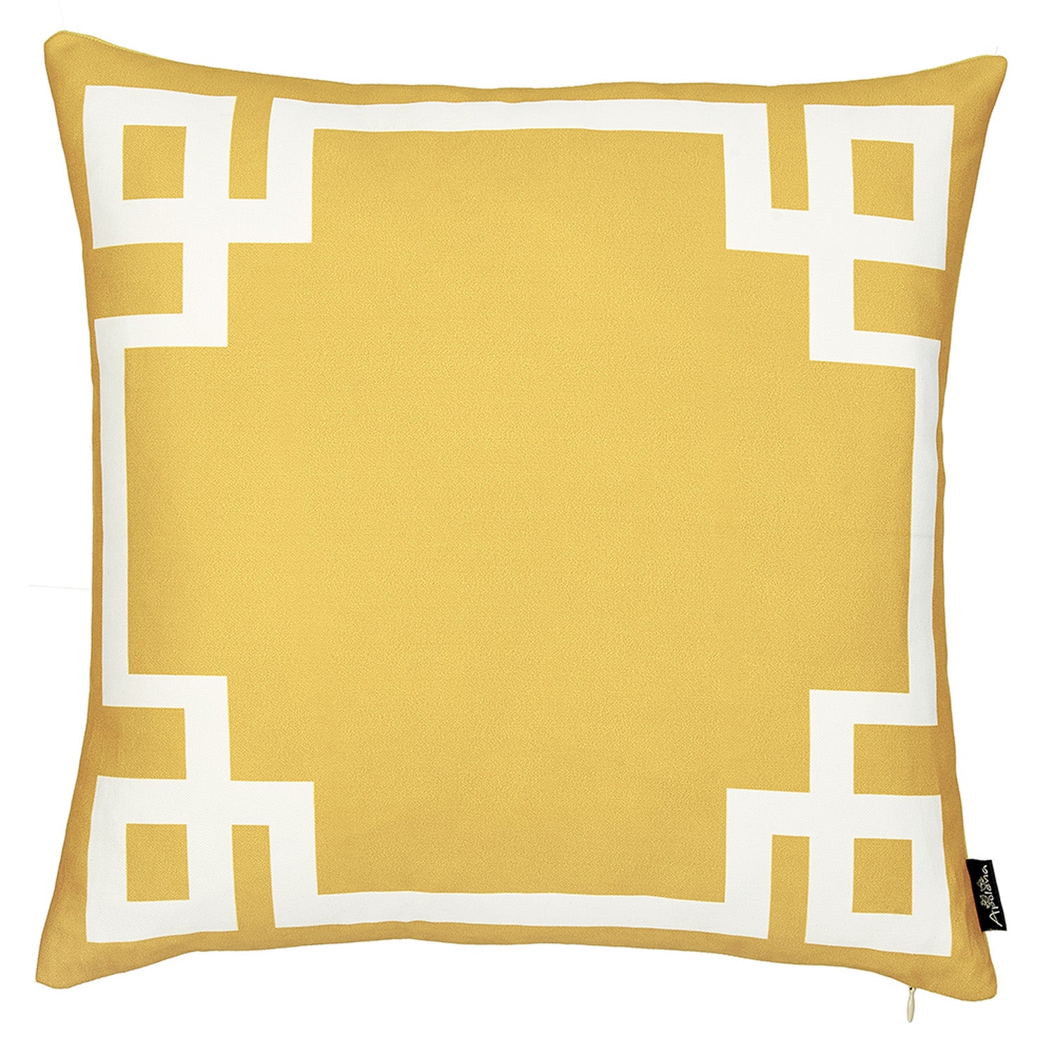 18"x18" Yellow and White Geometric Decorative Throw Pillow Cover