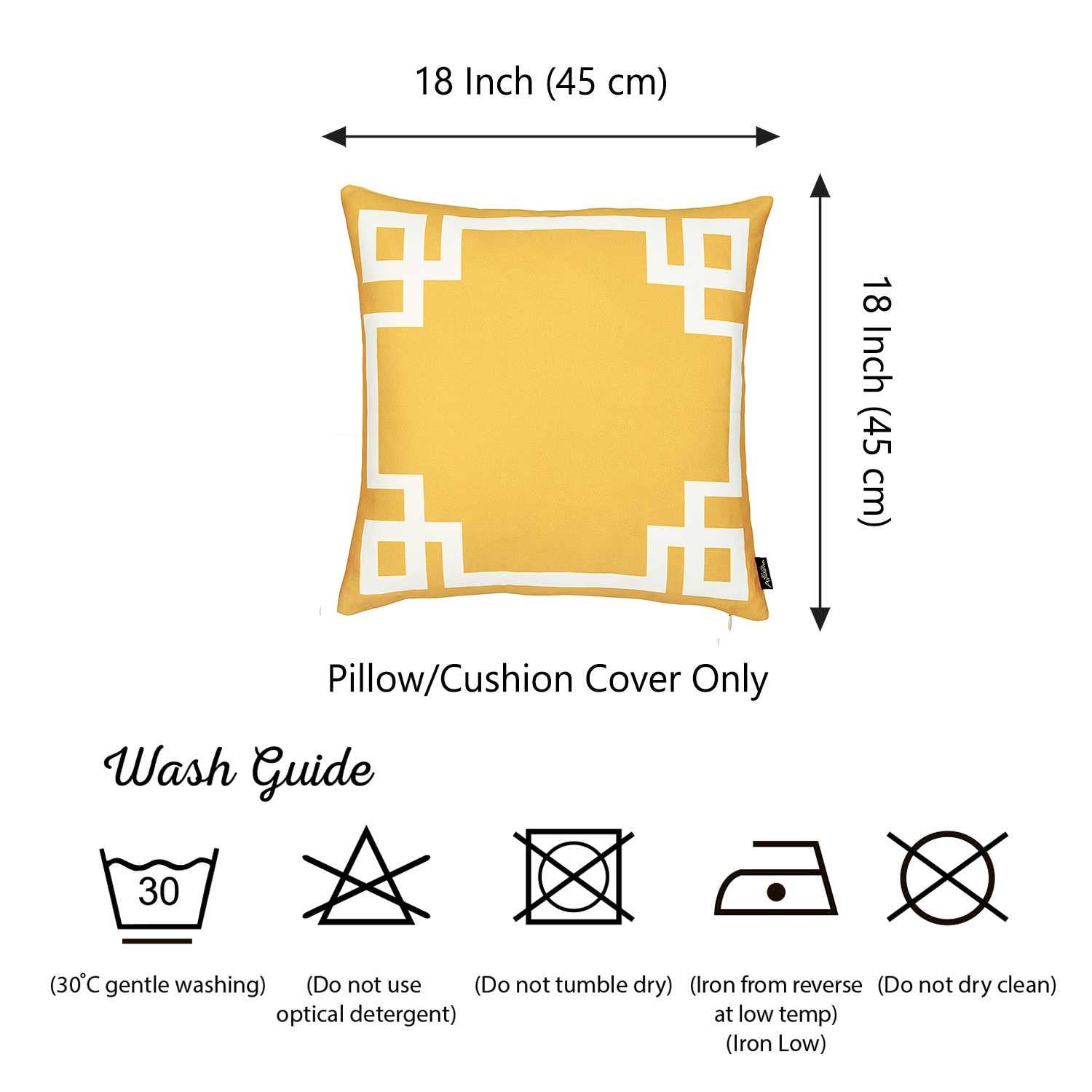 18"x18" Yellow and White Geometric Decorative Throw Pillow Cover