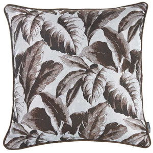 17"x 17" Brown Jacquard Tropical Leaf Decorative Throw Pillow Cover