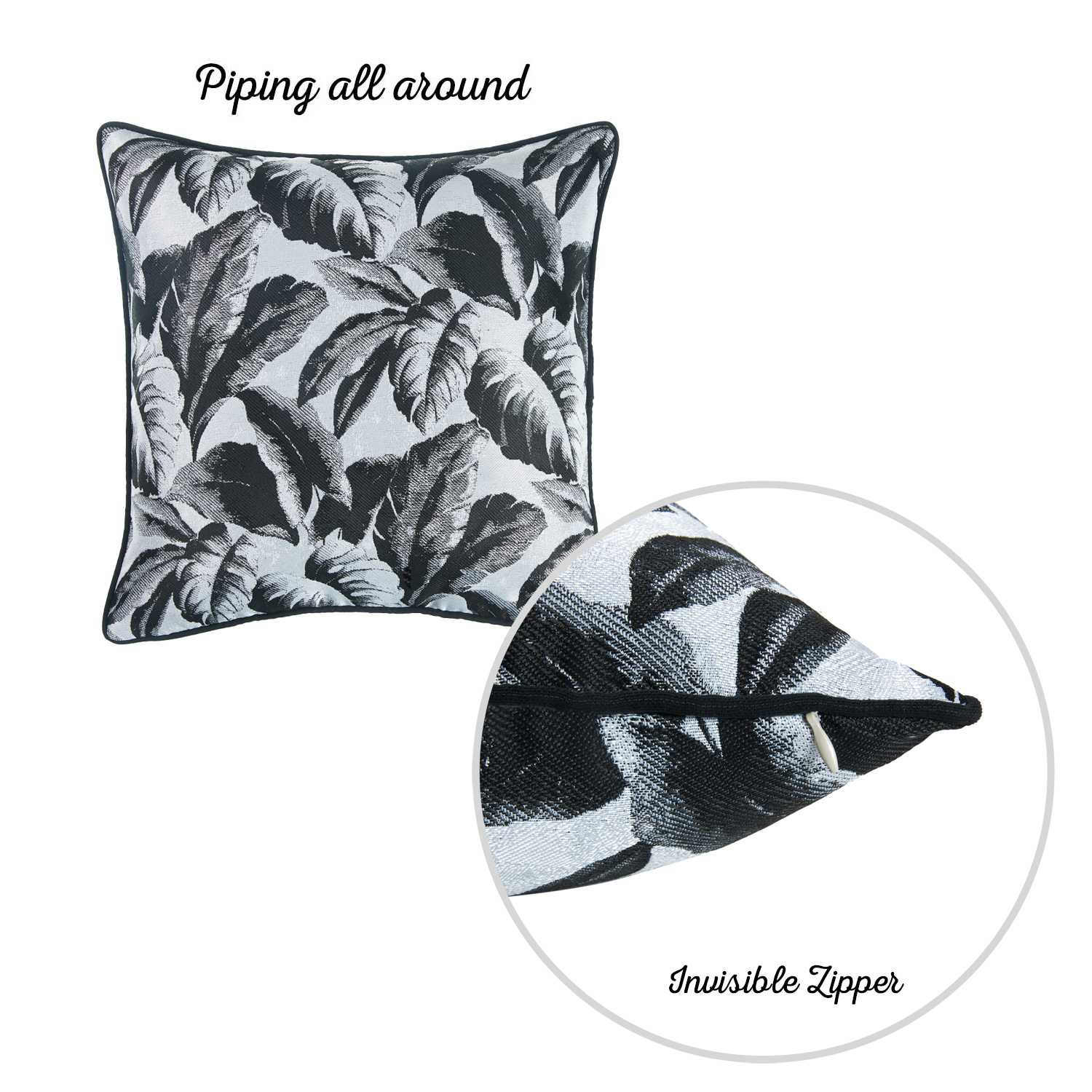 17"x 17" Jacquard Tropical Winter Leaf Decorative Throw Pillow Cover