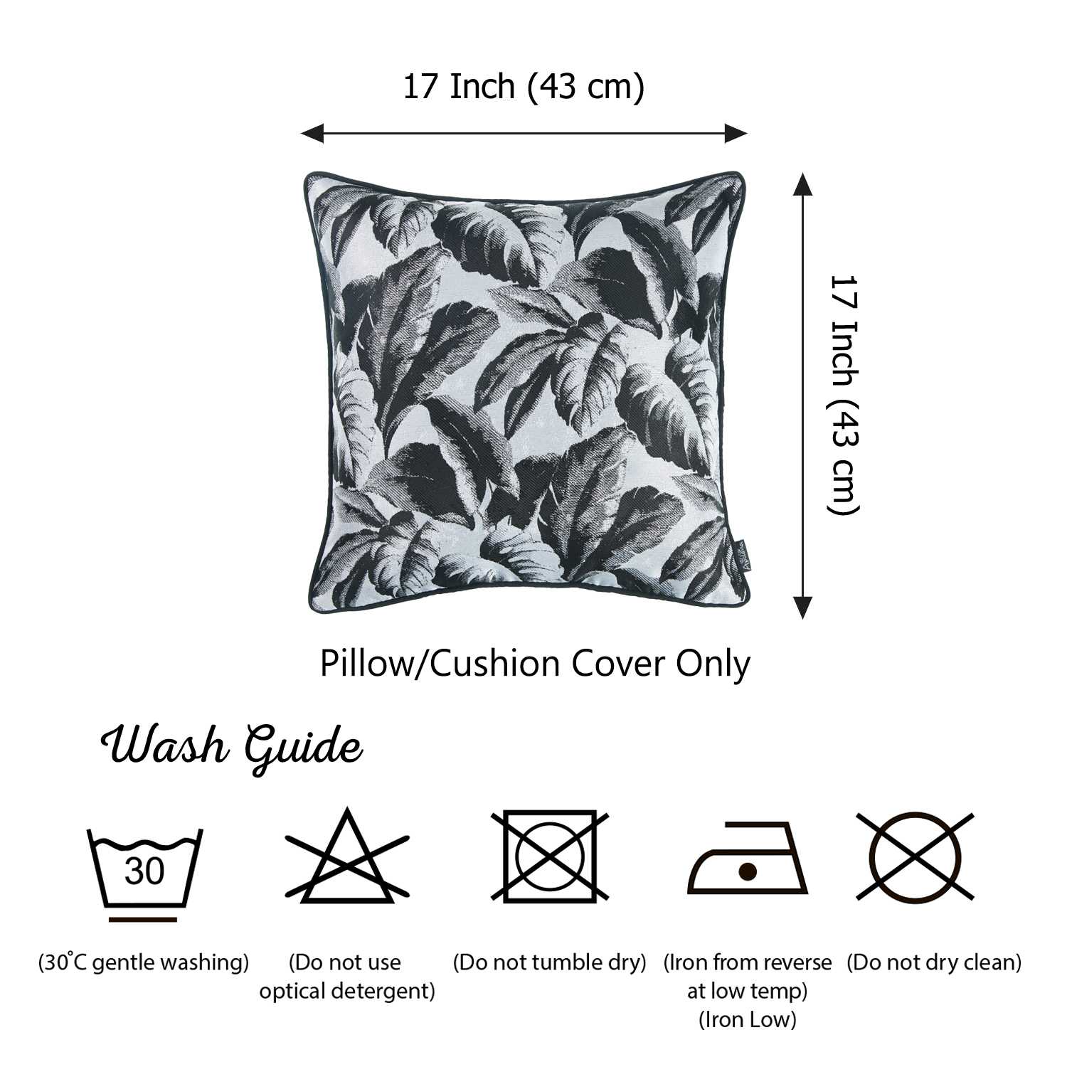 17"x 17" Jacquard Tropical Winter Leaf Decorative Throw Pillow Cover