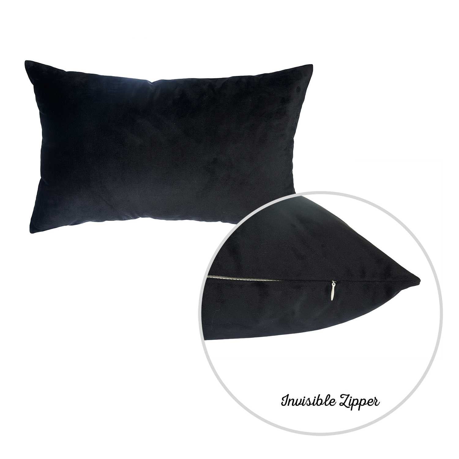 21"x14" Black Velvet Decorative Throw Pillow Cover 2 Pcs in set