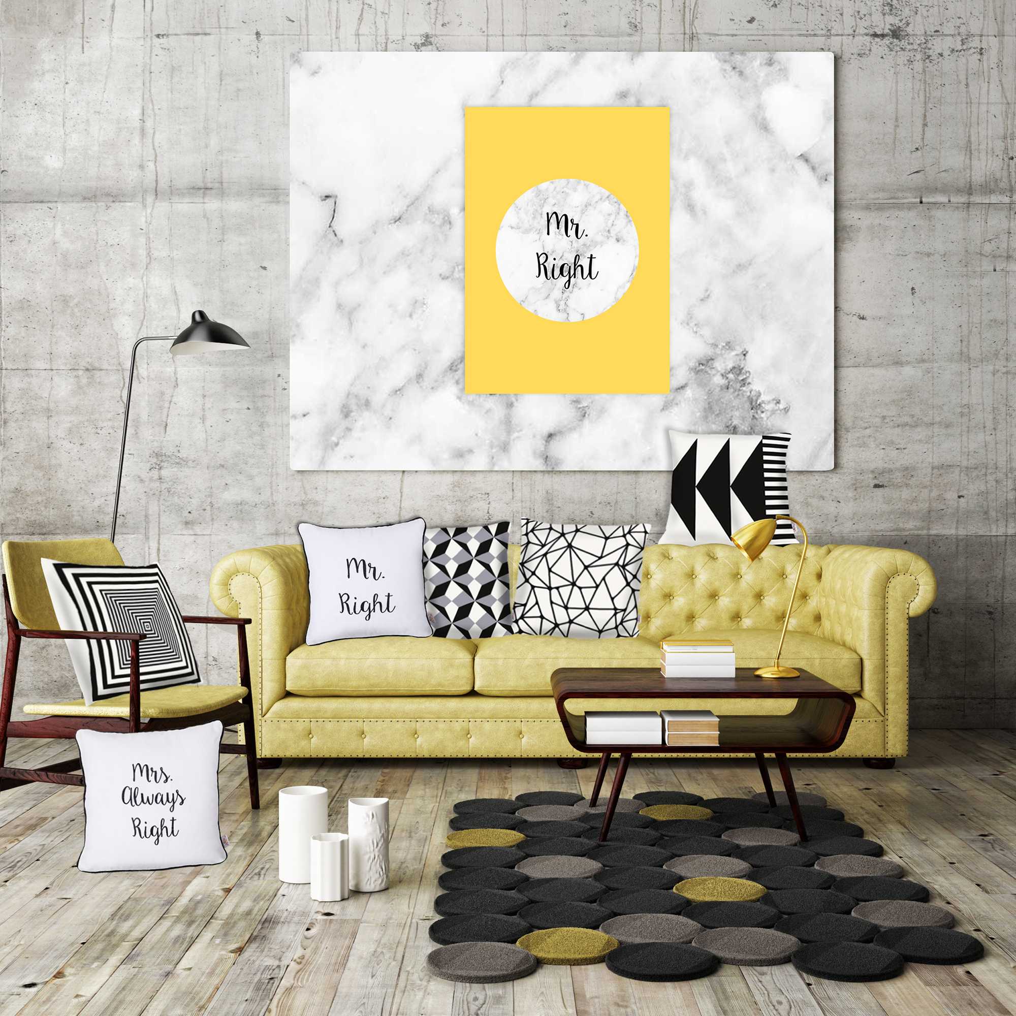 18"x18" Skandi Mr. Right Decorative Throw Pillow Cover Printed