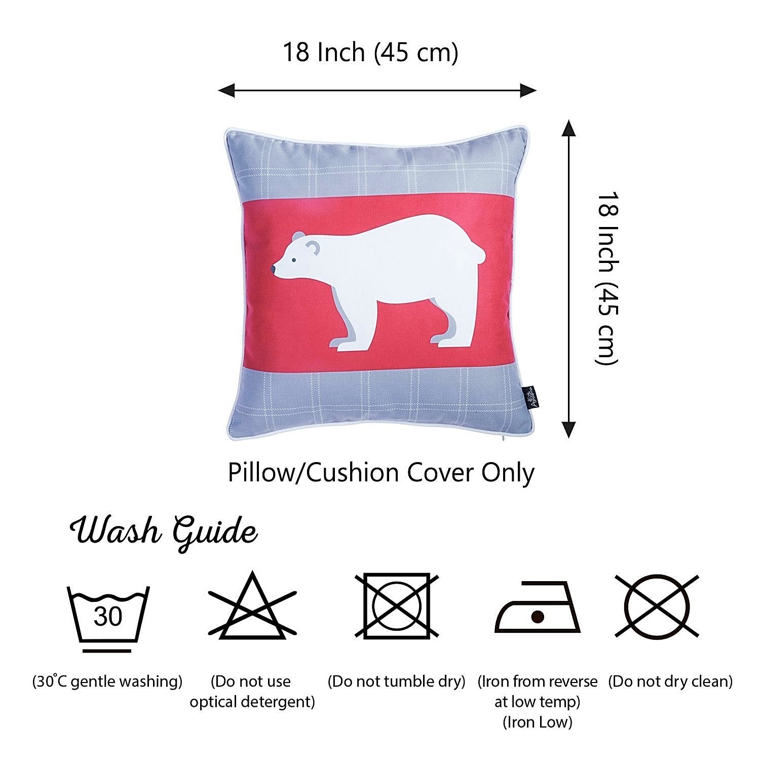 18"x18" Christmas Bear Printed Decorative Throw Pillow Cover