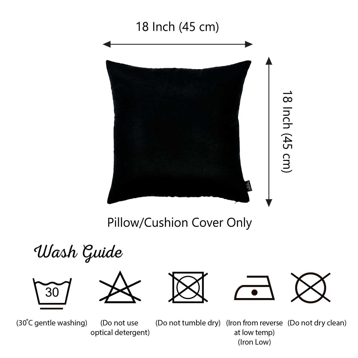 18"x18" Black Honey Decorative Throw Pillow Cover 2 pcs in set