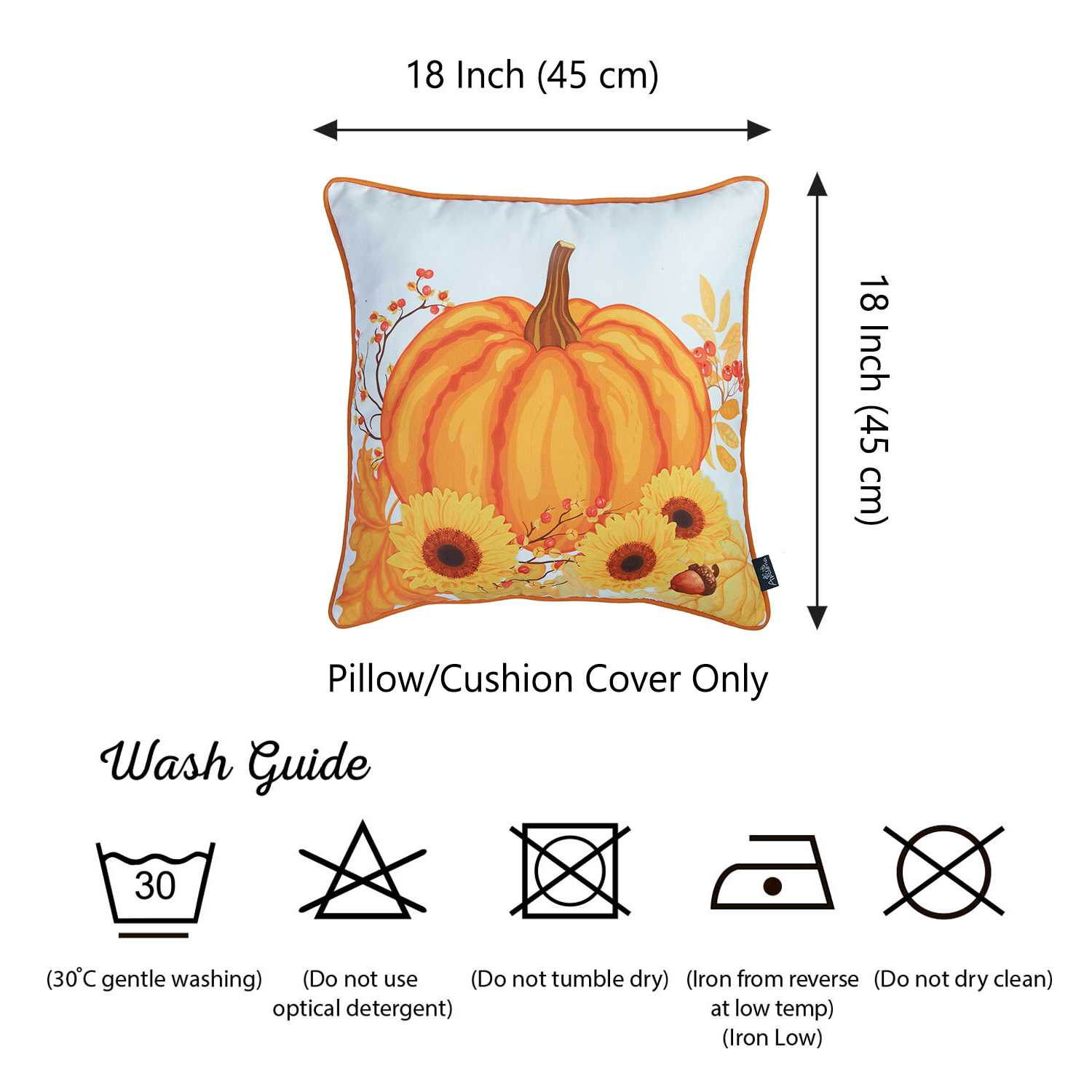 18"x 18" Thanksgiving Harvest Decorative Throw Pillow Cover