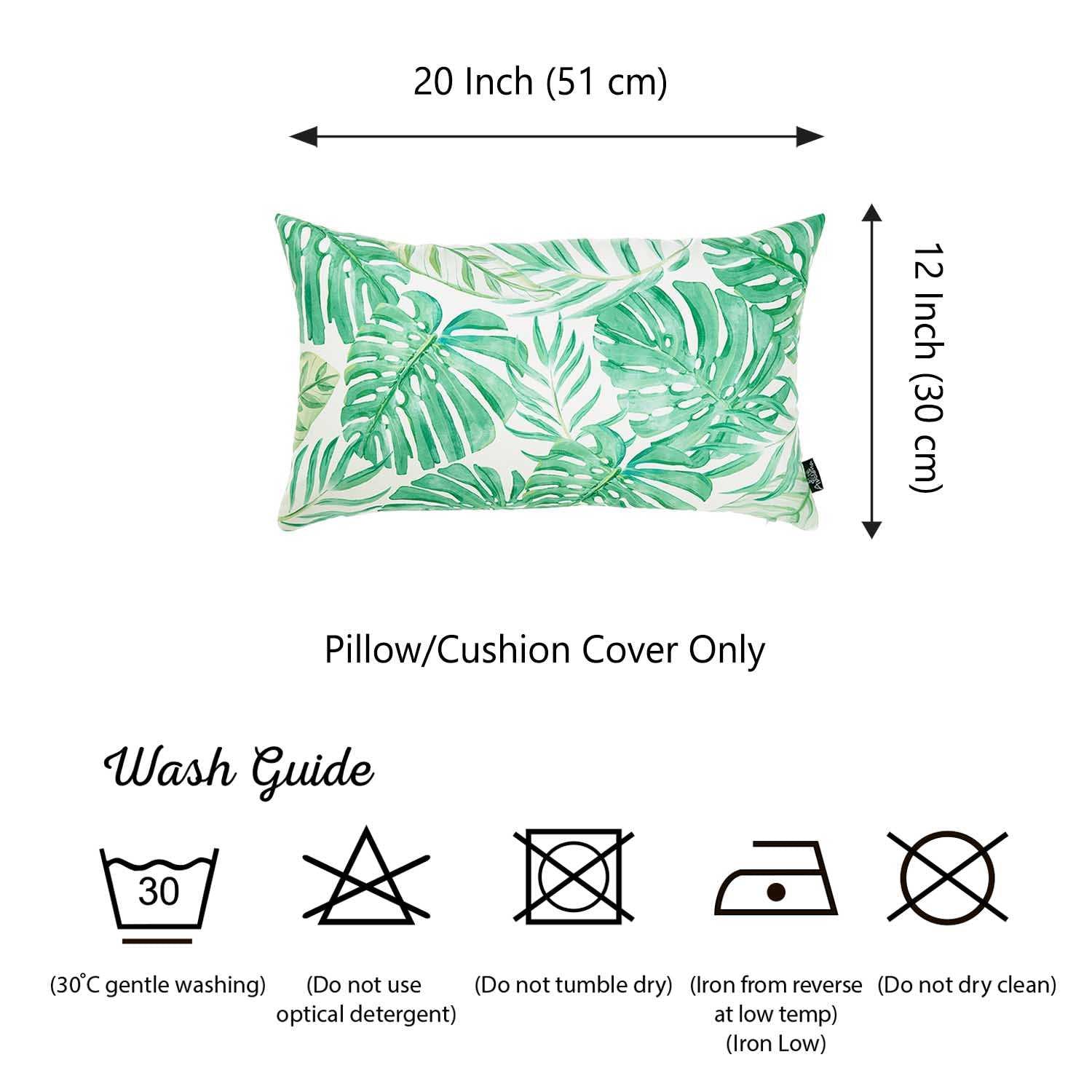 20"x12" Tropical Monstera Lumbar Decorative Throw Pillow Cover