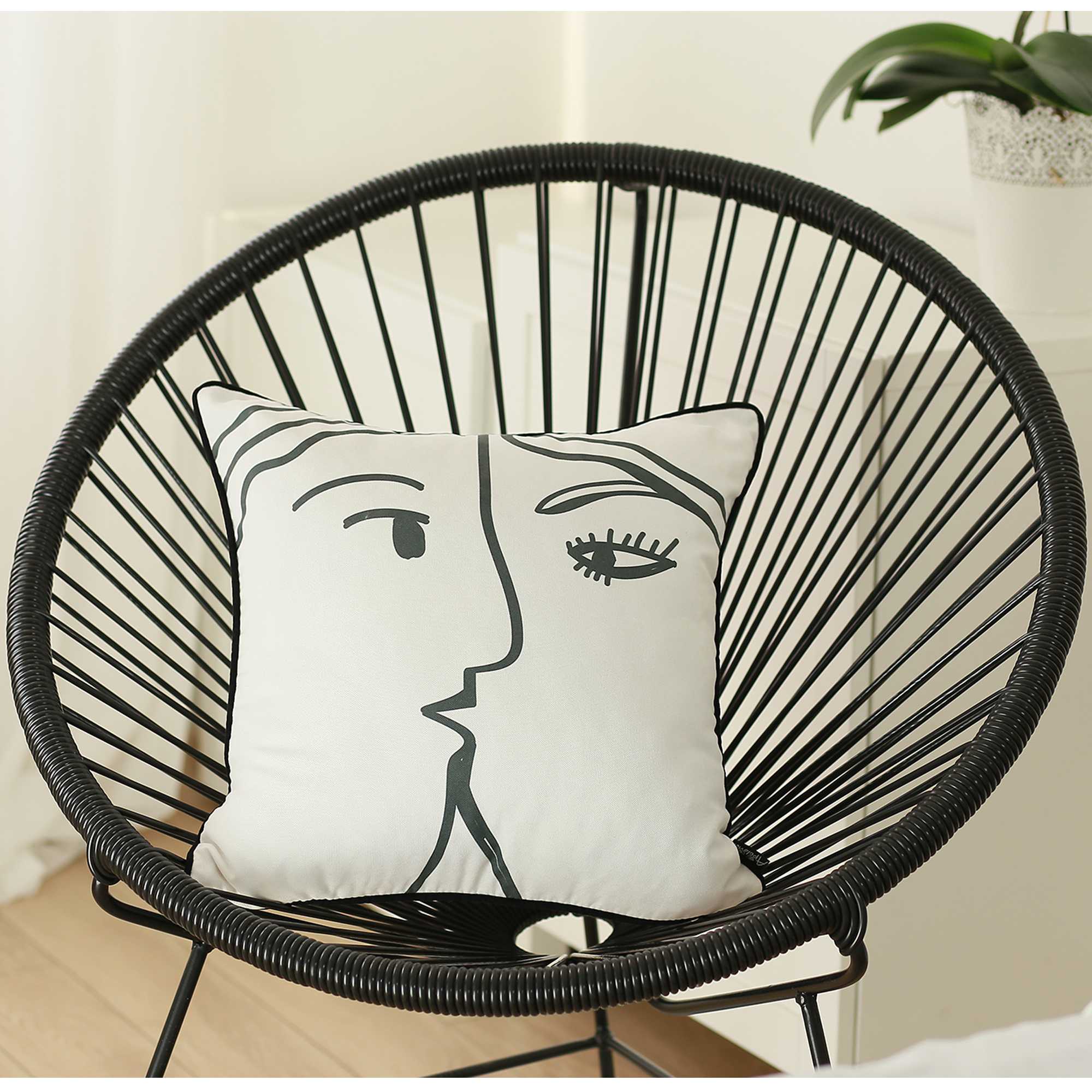 18"x18" Skandi BW Passion Decorative Throw Pillow Cover Printed