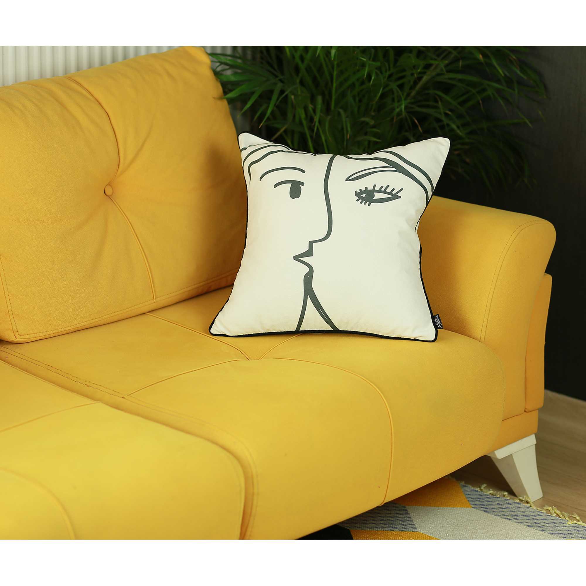 18"x18" Skandi BW Passion Decorative Throw Pillow Cover Printed