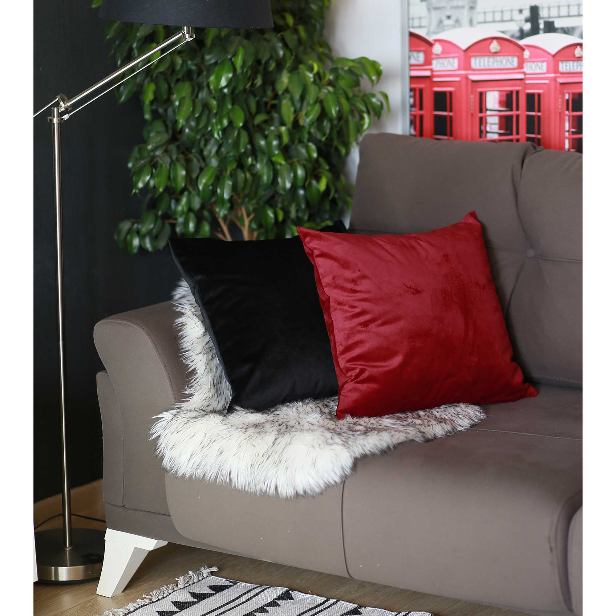18"x 18" Red Velvet Carmine Decorative Throw Pillow Cover 2 Pcs in set