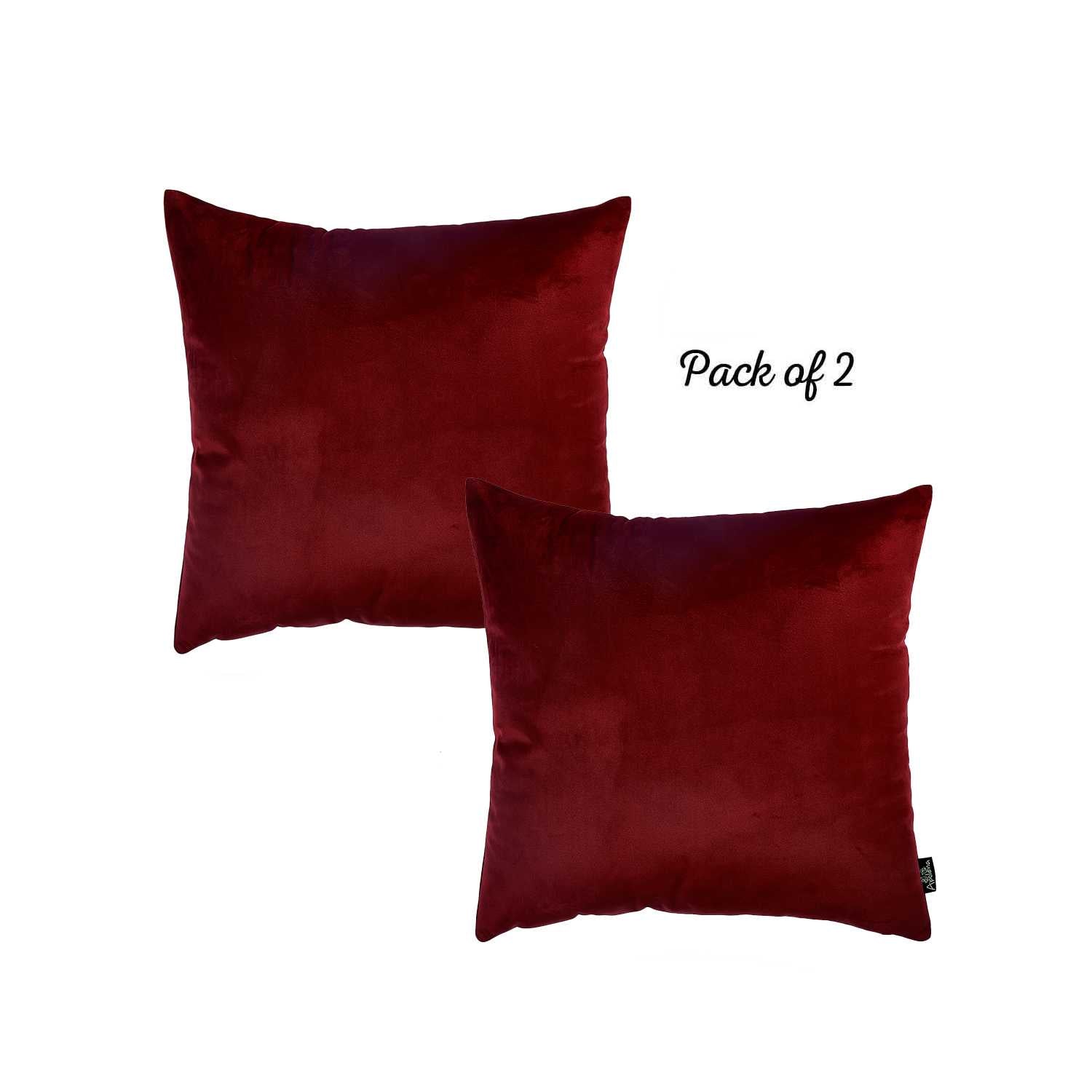 18"x 18" Red Velvet Carmine Decorative Throw Pillow Cover 2 Pcs in set