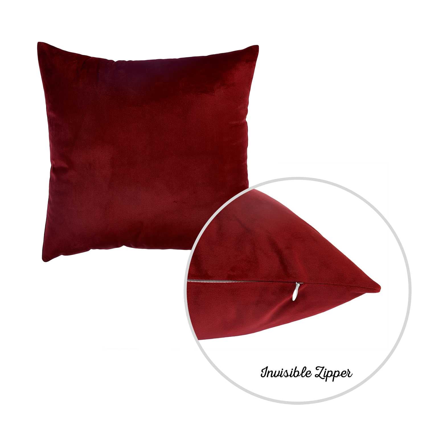 18"x 18" Red Velvet Carmine Decorative Throw Pillow Cover 2 Pcs in set