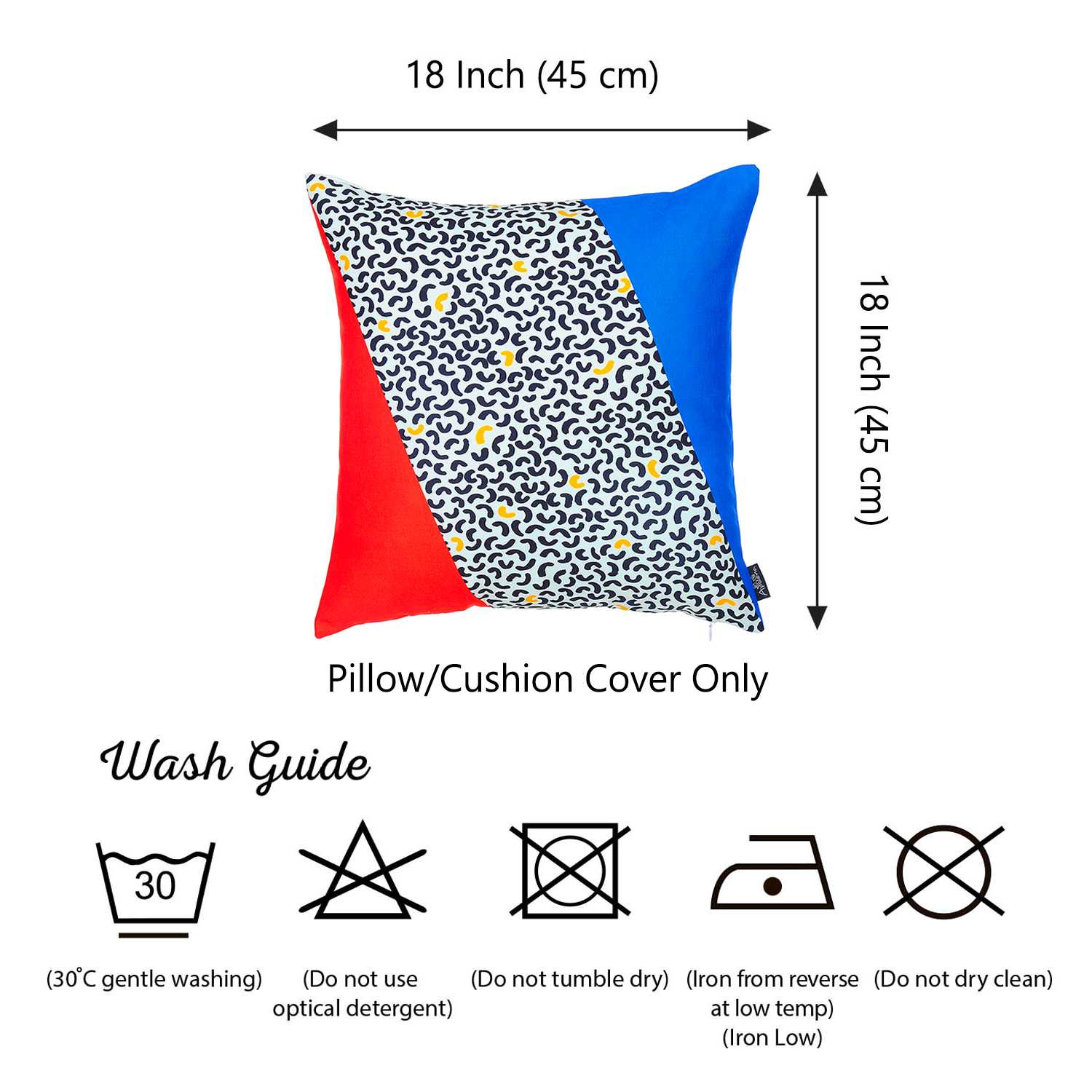 18"x18" Memphis Square Printed Decorative Throw Pillow Cover