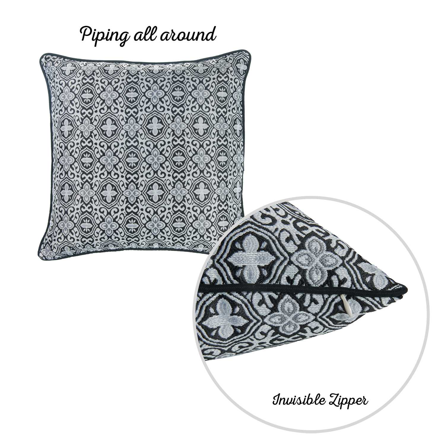 17"x 17" Grey Jacquard Aristo Decorative Throw Pillow Cover