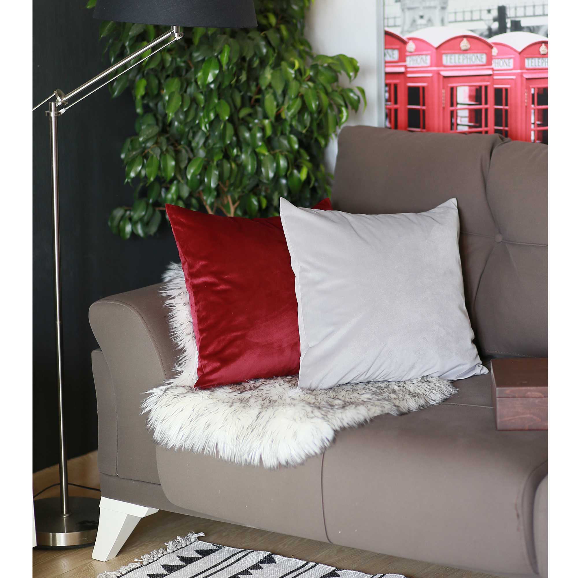 18"x 18" Light Grey Velvet Decorative Throw Pillow Cover 2 Pcs in set