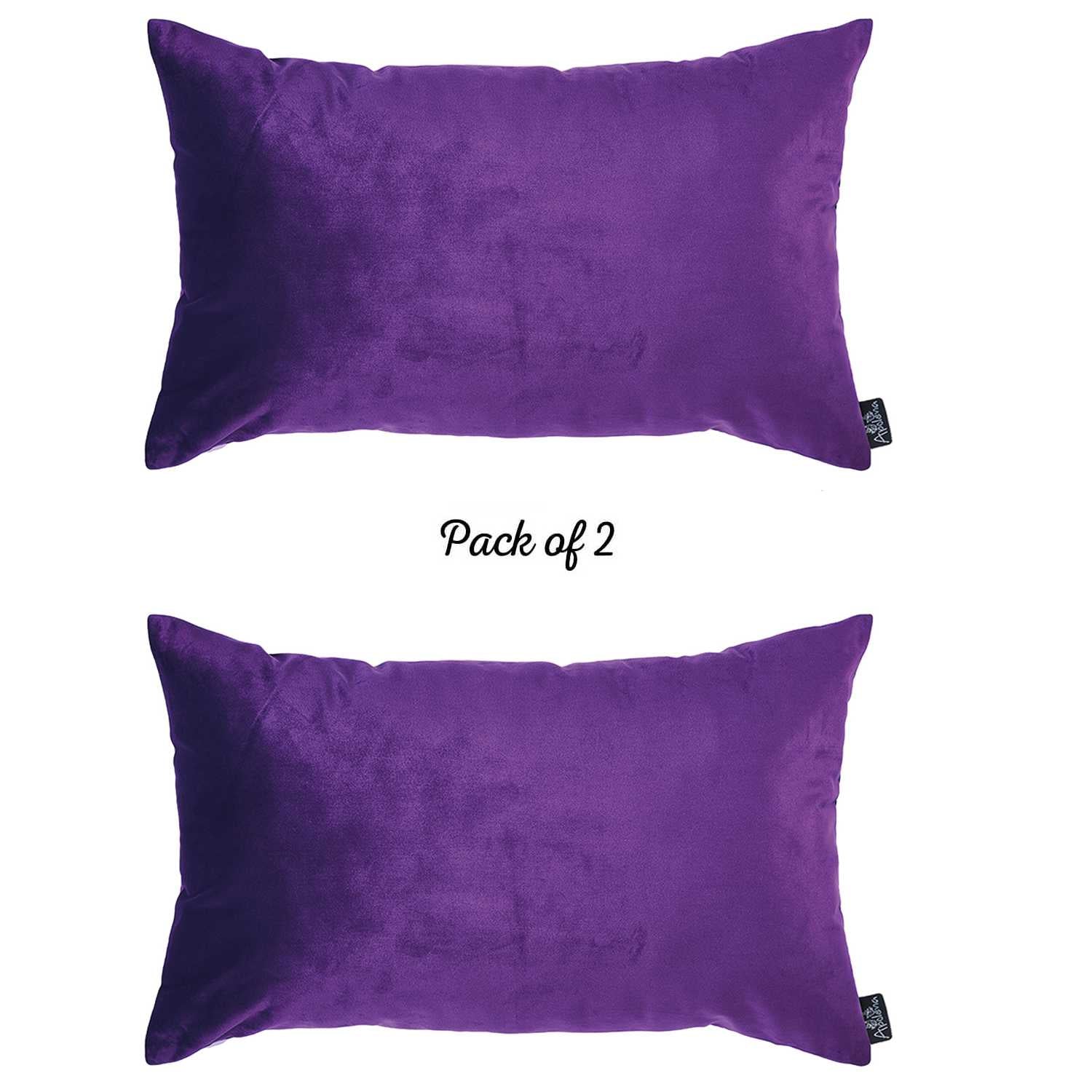 21"x14" Purple Velvet Decorative Throw Pillow Cover 2 Pcs in set