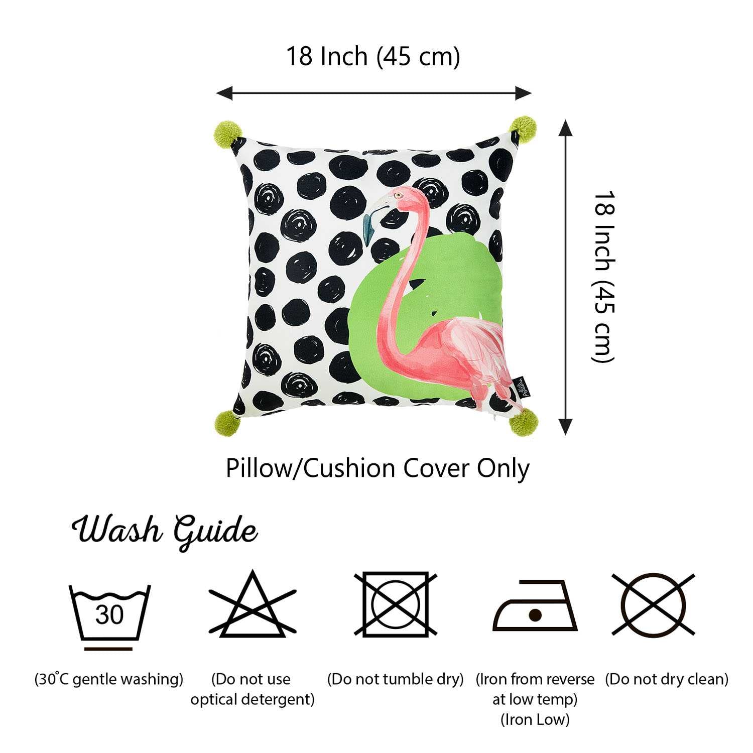 18"x 18" Tropical Pokedot Flamingo Decorative Throw Pillow Cover
