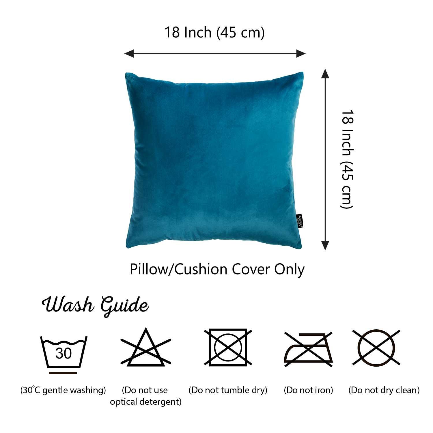 18"x 18" Blue Velvet Petrol Decorative Throw Pillow Cover (2 Pcs in set)