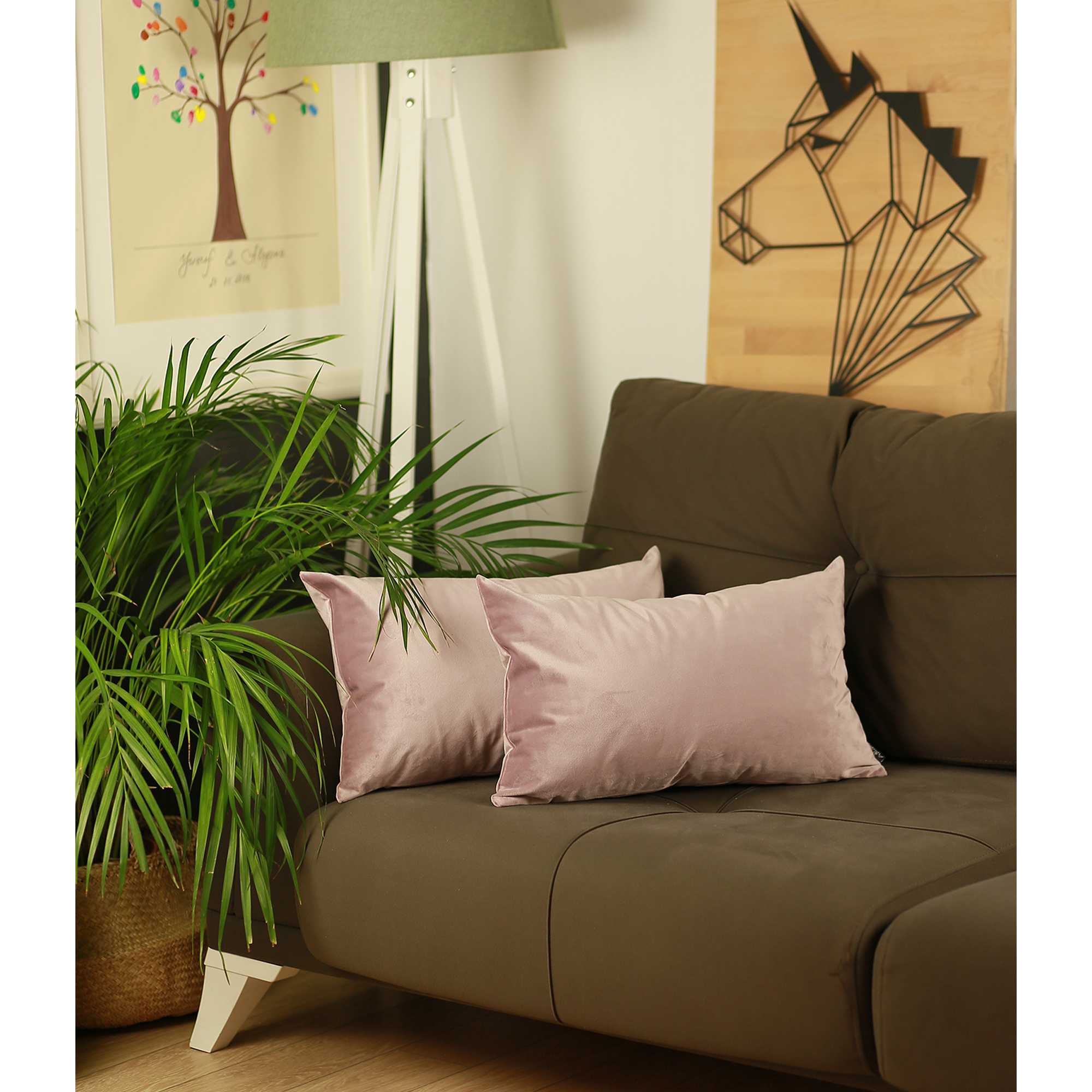 21"x14" Pink Velvet Blush Decorative Throw Pillow Cover (2 Pcs in set)