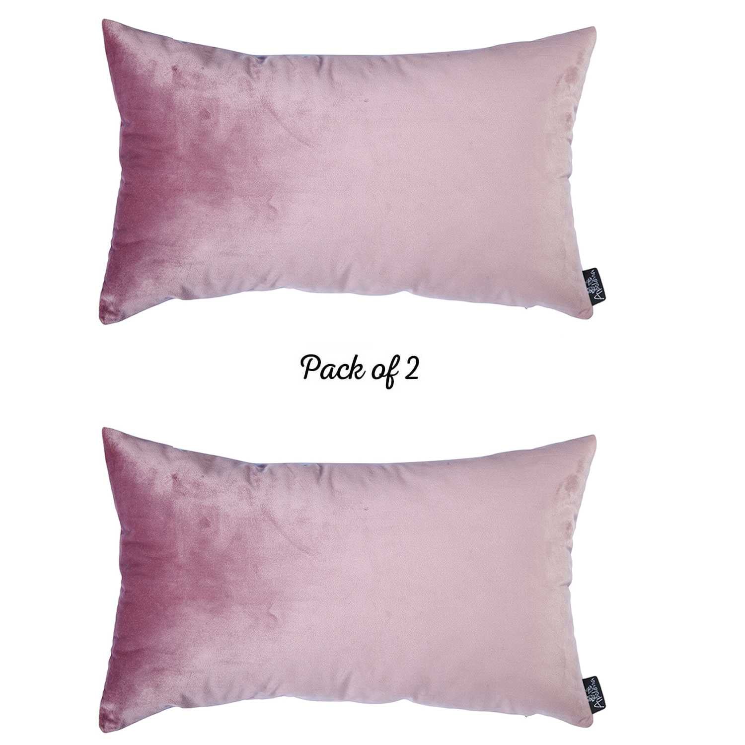 21"x14" Pink Velvet Blush Decorative Throw Pillow Cover (2 Pcs in set)