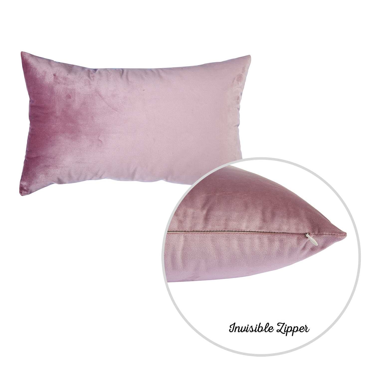 21"x14" Pink Velvet Blush Decorative Throw Pillow Cover (2 Pcs in set)