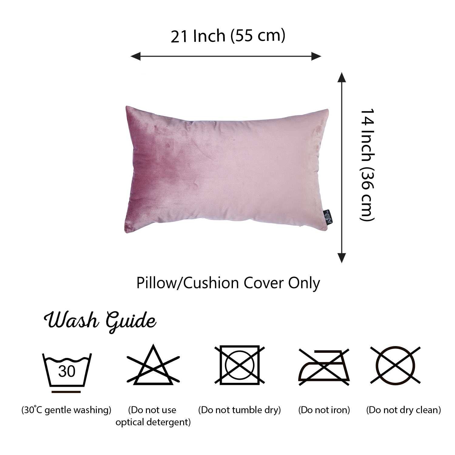 21"x14" Pink Velvet Blush Decorative Throw Pillow Cover (2 Pcs in set)