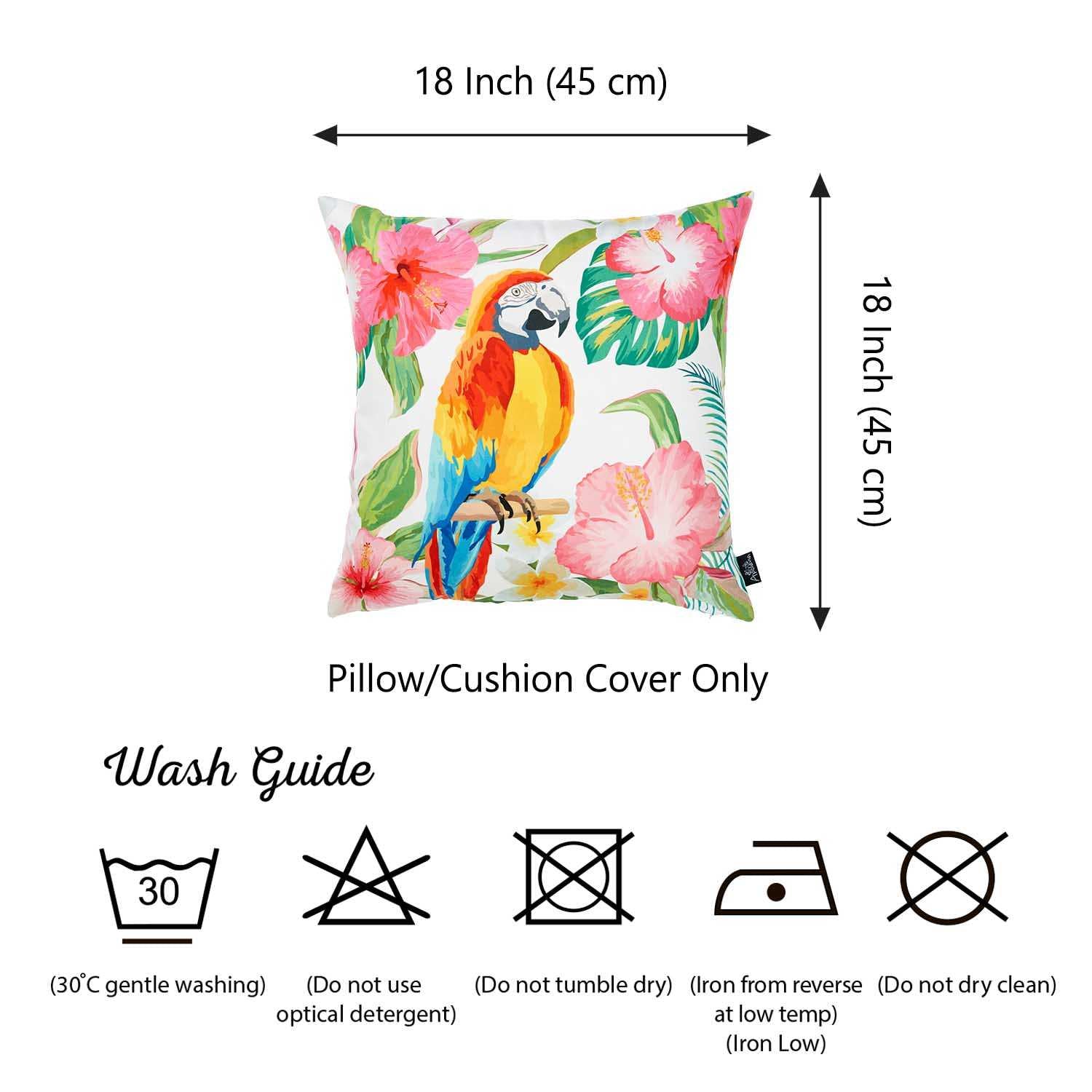 18"x 18" Tropical Parrot Forest Decorative Throw Pillow Cover