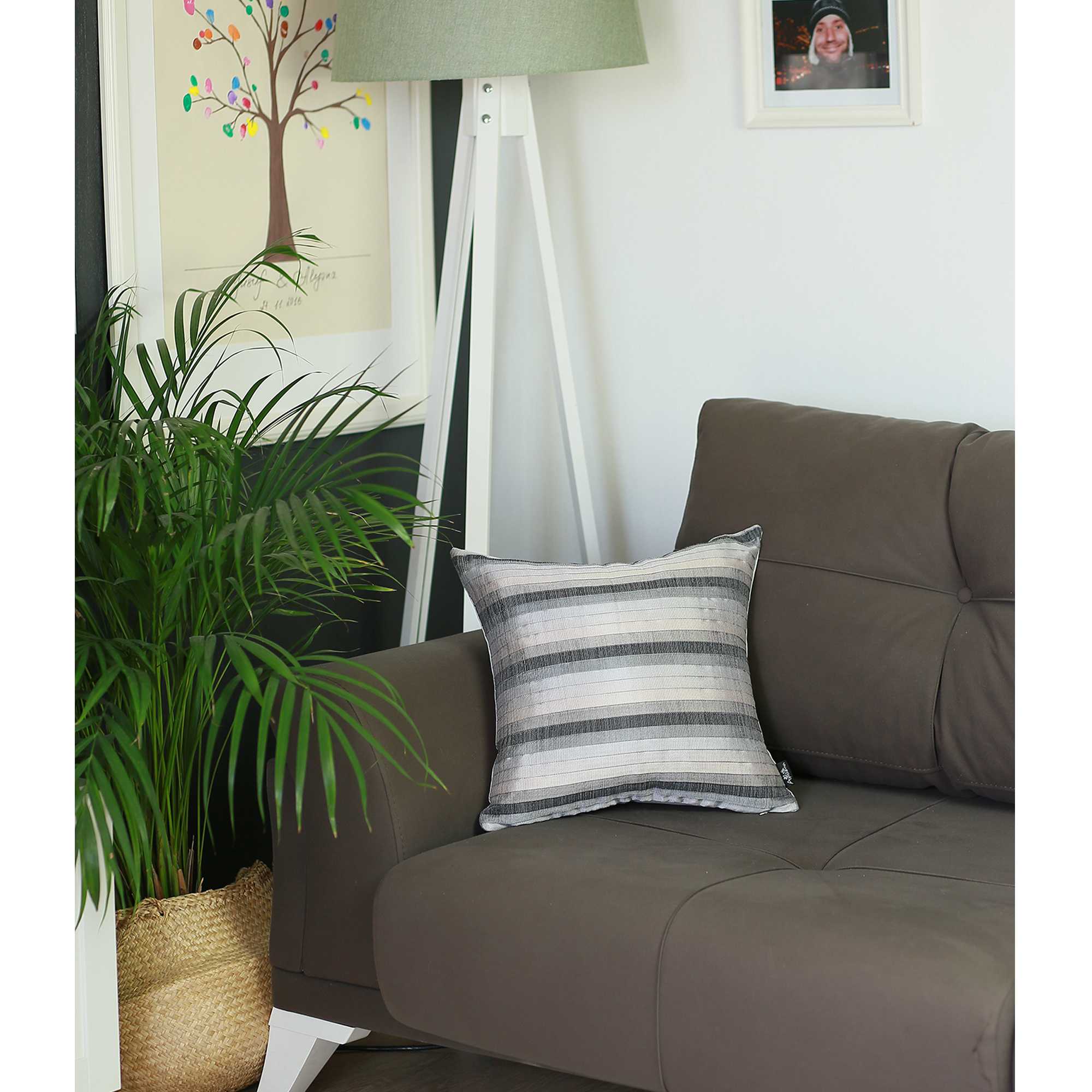 17"x 17" Jacquard Stripe Decorative Throw Pillow Cover