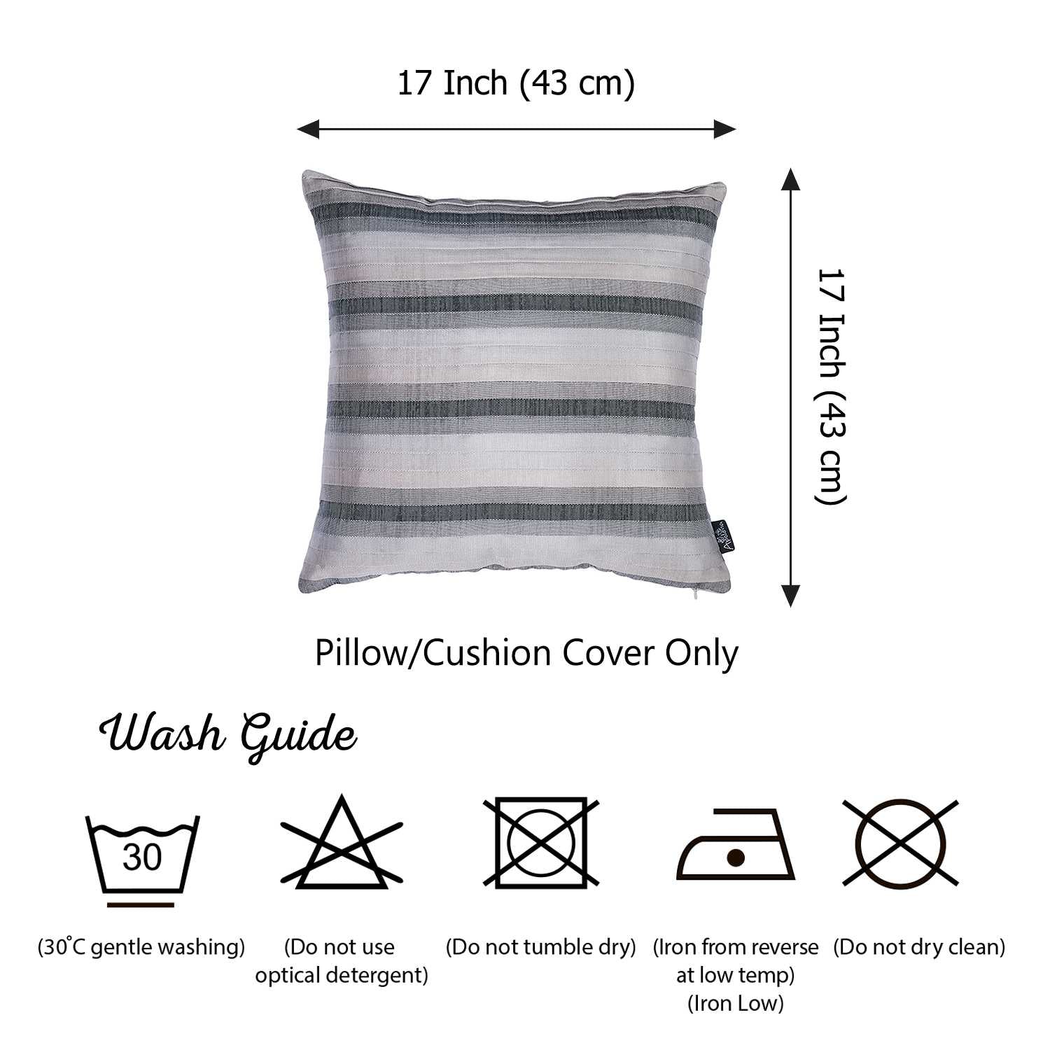 17"x 17" Jacquard Stripe Decorative Throw Pillow Cover