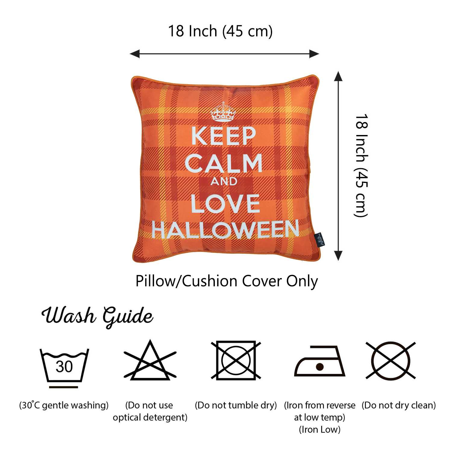 18"x 18" Love Halloween Printed Decorative Throw Pillow Cover