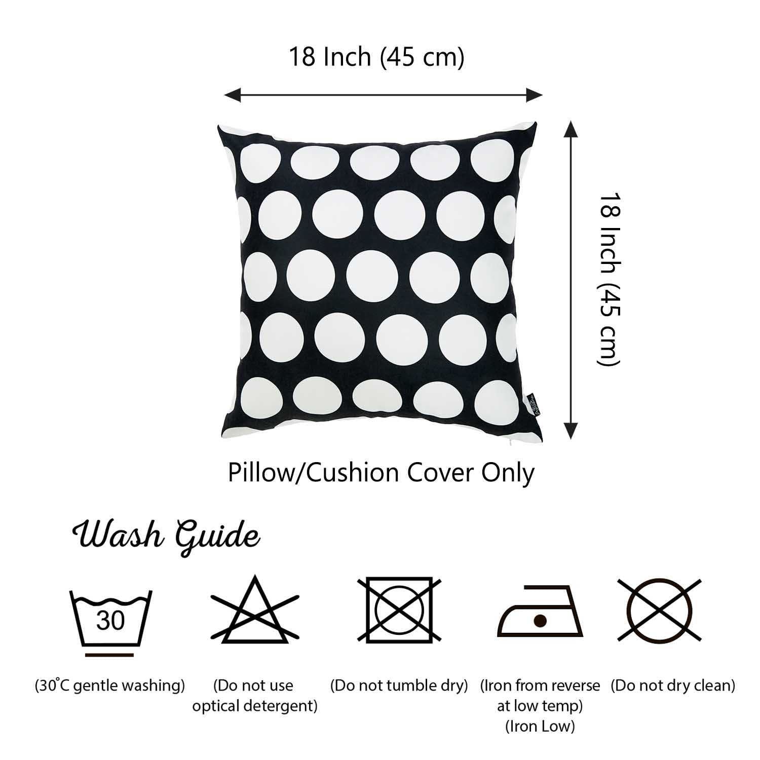 18"x 18" Black and White Dots Decorative Throw Pillow Cover Square