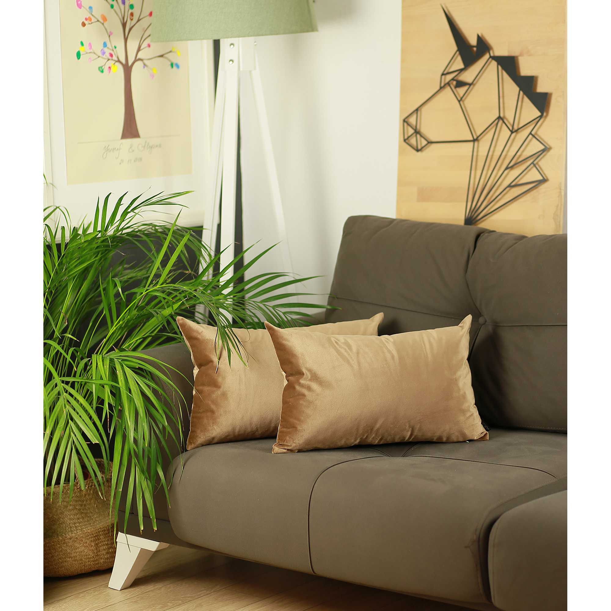 21"x14" Brown Velvet Tortilla Decorative Throw Pillow Cover (2 Pcs in set)