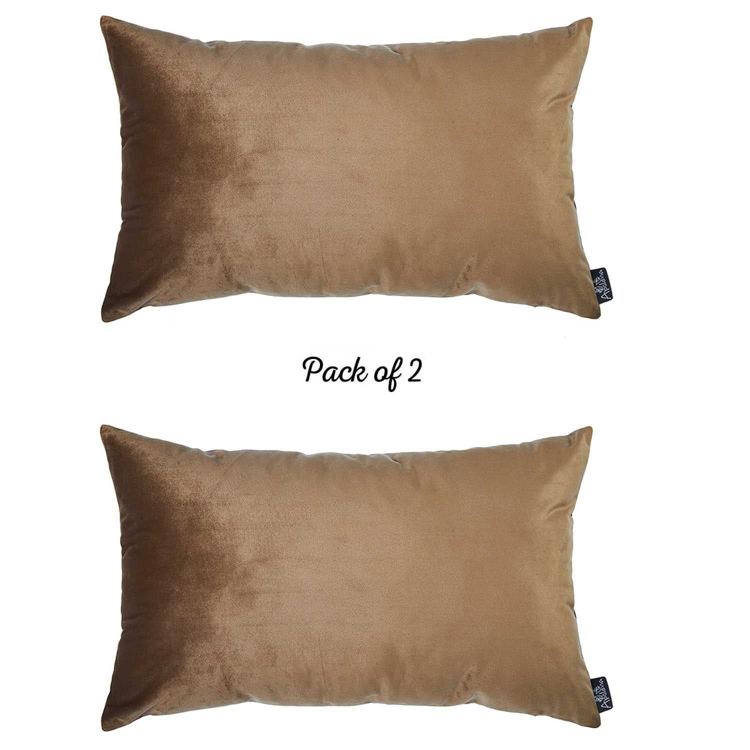 21"x14" Brown Velvet Tortilla Decorative Throw Pillow Cover (2 Pcs in set)