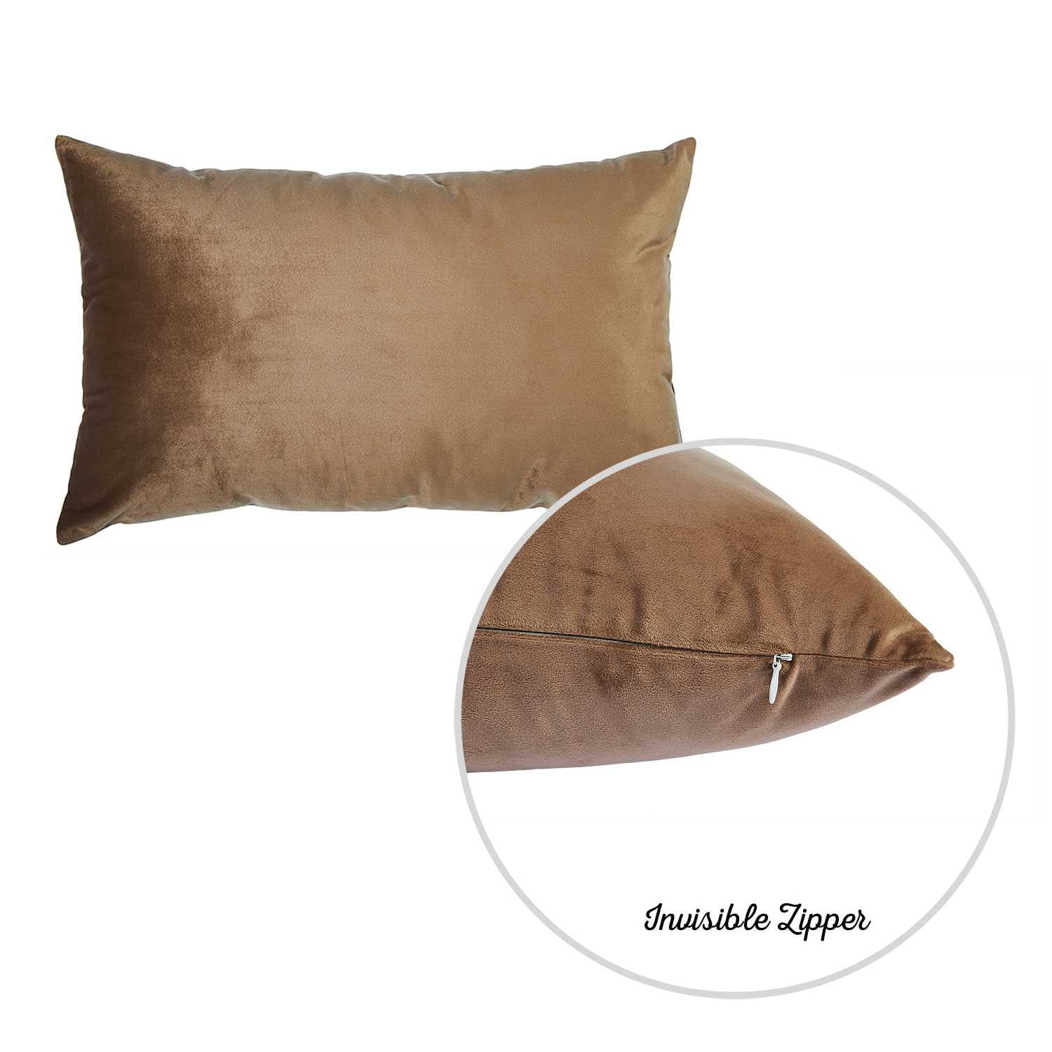 21"x14" Brown Velvet Tortilla Decorative Throw Pillow Cover (2 Pcs in set)