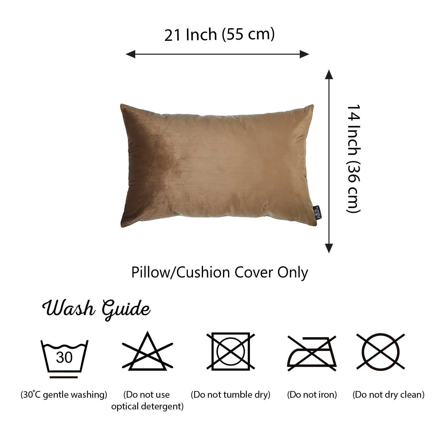 21"x14" Brown Velvet Tortilla Decorative Throw Pillow Cover (2 Pcs in set)